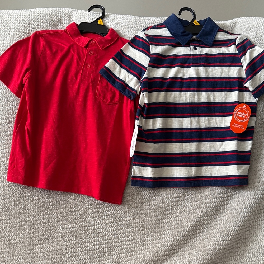 Red and Striped Kids Polo Shirt Set size 10-12